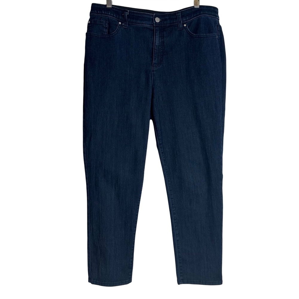 Chicos Fabulously Slimming Ankle Jeans Dark Wash Blue Womens 2 US L Stretch
